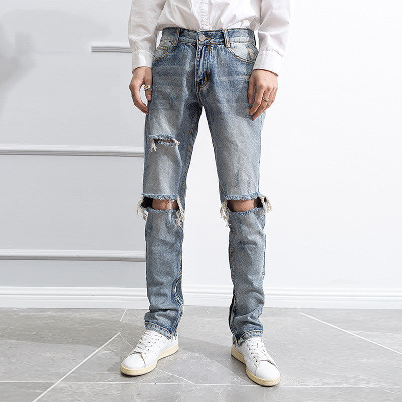 Hip Hop Trend Men's Belt Zipper Jeans Hip Hop Trend Men's Belt Zipper Jeans