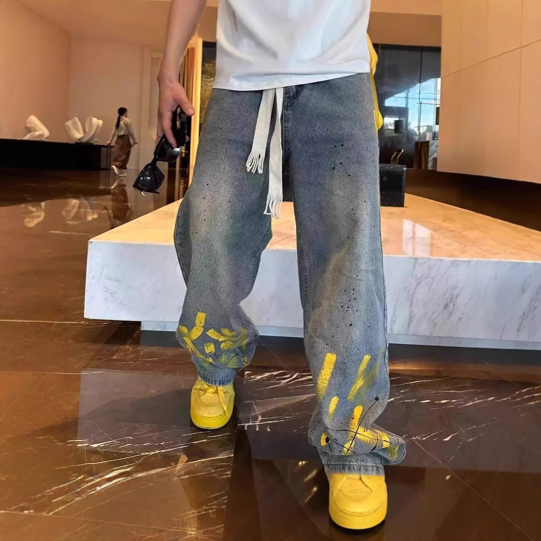 Men's Casual Jeans Hand-painted Inkjet Printing Men's Casual Jeans Hand-painted Inkjet Printing