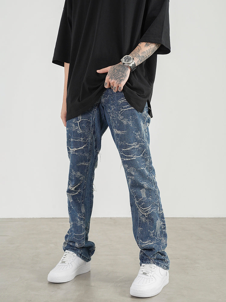 Cat Whiskers Deconstructed Micro Flared Jeans Men Cat Whiskers Deconstructed Micro Flared Jeans Men
