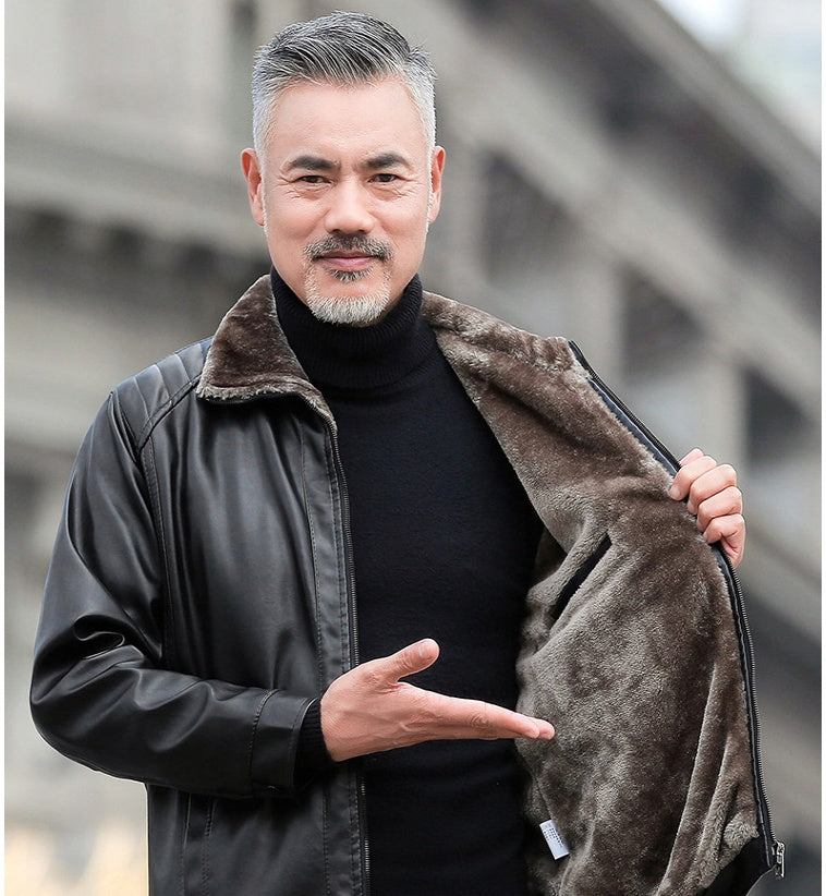 Winter Middle Aged Men PU Wallet Jacket Winter Middle Aged Men PU Wallet Jacket