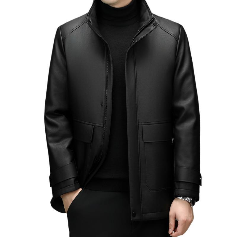 Men's Detachable Mink Cashmere Lining Lapel Leather Jacket Men's Detachable Mink Cashmere Lining Lapel Leather Jacket