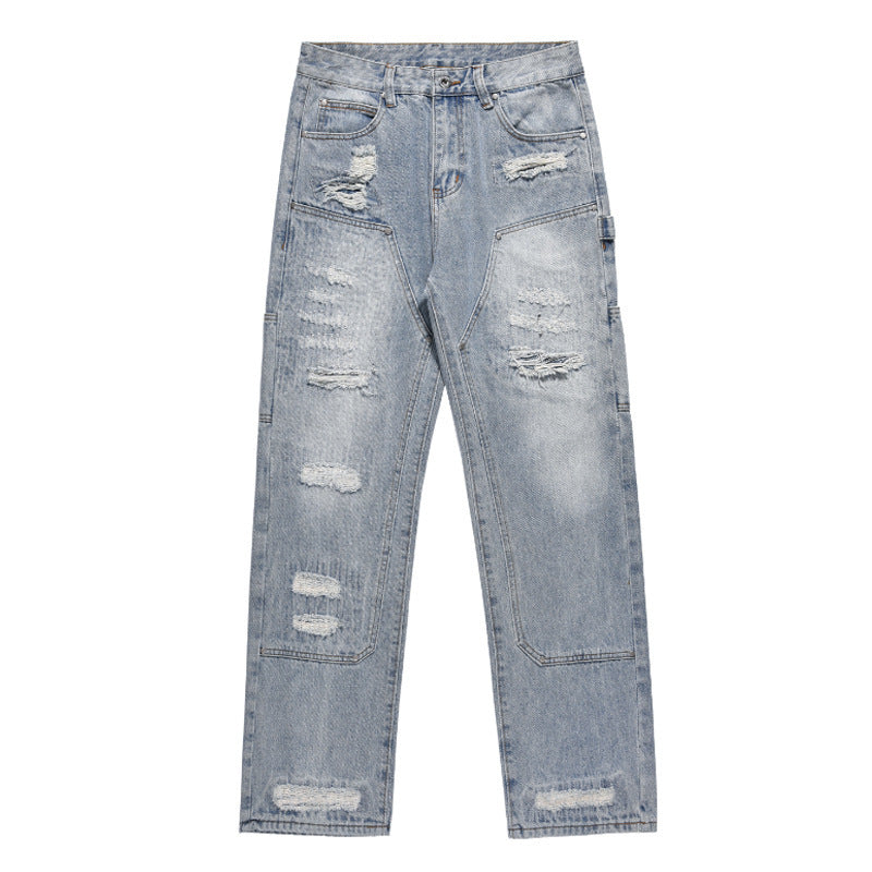 Washed And Frayed Craft Ripped Jeans For Men Washed And Frayed Craft Ripped Jeans For Men