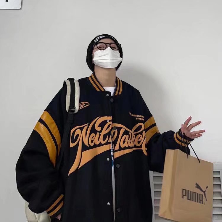 Baseball Uniform Jacket Loose Letters Men And Women Couple Jackets Baseball Uniform Jacket Loose Letters Men And Women Couple Jackets