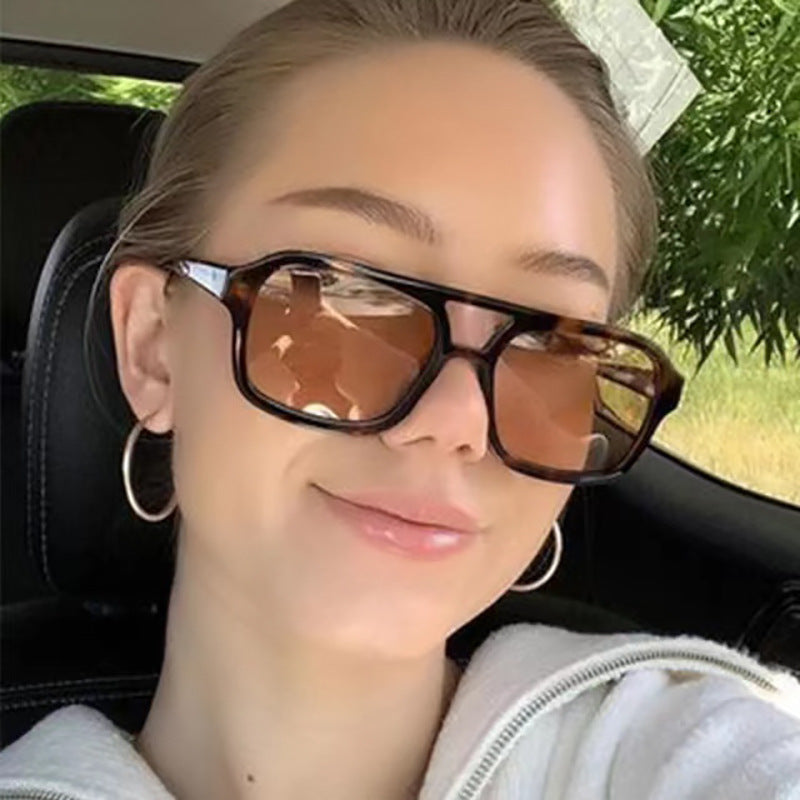 Square Double Beam Sunglasses Men And Women Retro Personality Square Double Beam Sunglasses Men And Women Retro Personality