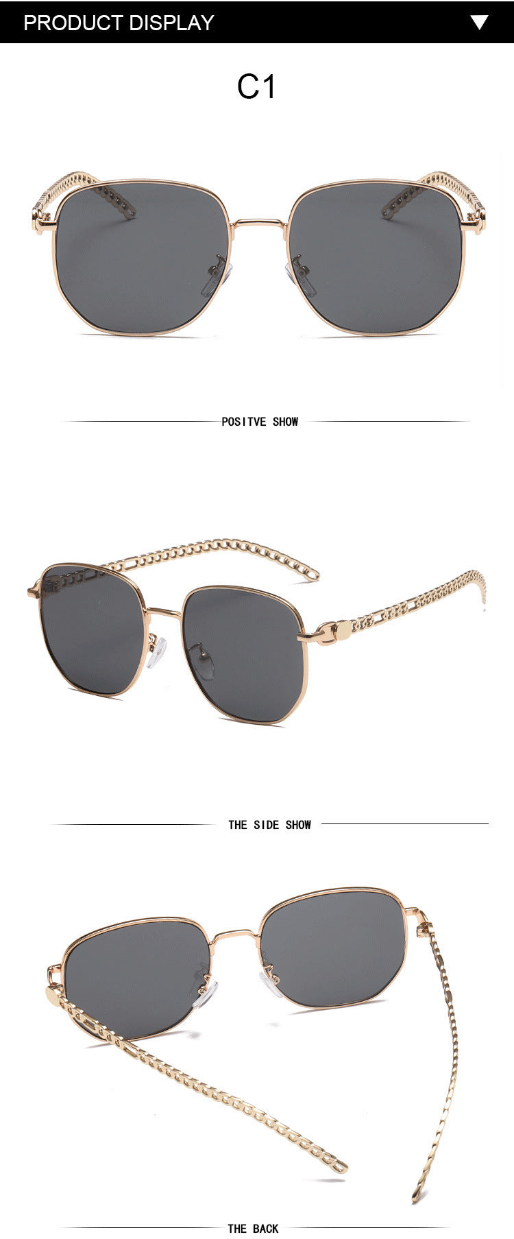 Oval Frame Metal Chain Sunglasses For Women Oval Frame Metal Chain Sunglasses For Women