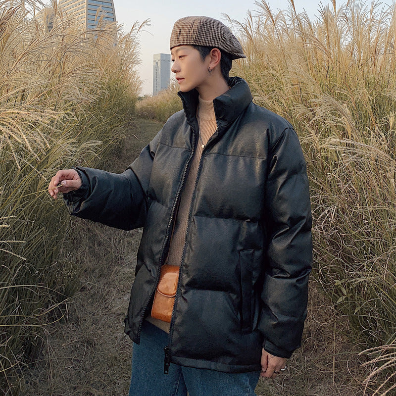 Pu Leather Bread Coat Men'S Cotton Coat Pu Leather Bread Coat Men'S Cotton Coat