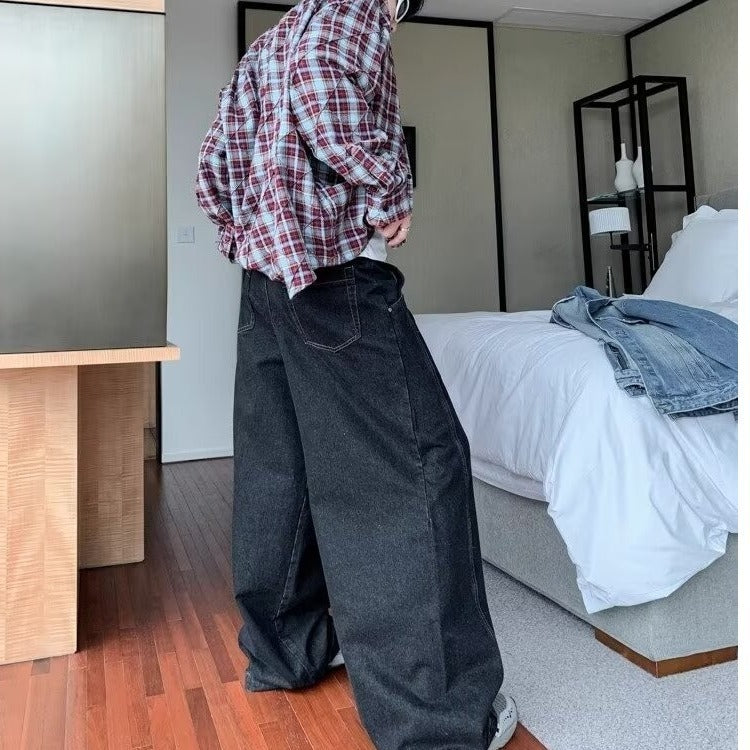 Washed Distressed Loose Wide Leg Jeans Street Men Washed Distressed Loose Wide Leg Jeans Street Men