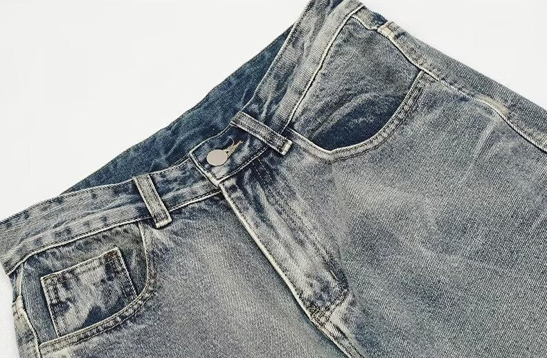 Washed Worn Jeans Men's Loose Washed Worn Jeans Men's Loose