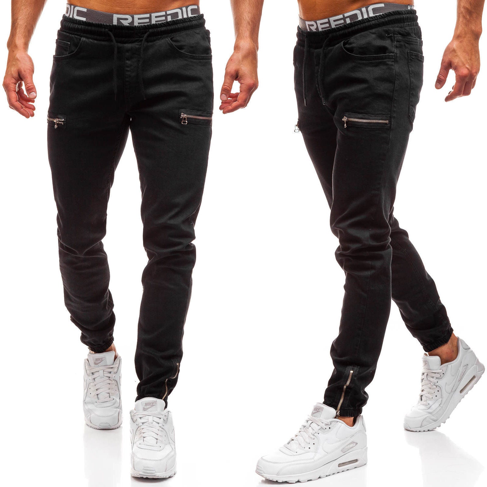 European And American Men's Denim Fabric Casual Frosted Zipper Design Sports Jeans Men European And American Men's Denim Fabric Casual Frosted Zipper Design Sports Jeans Men