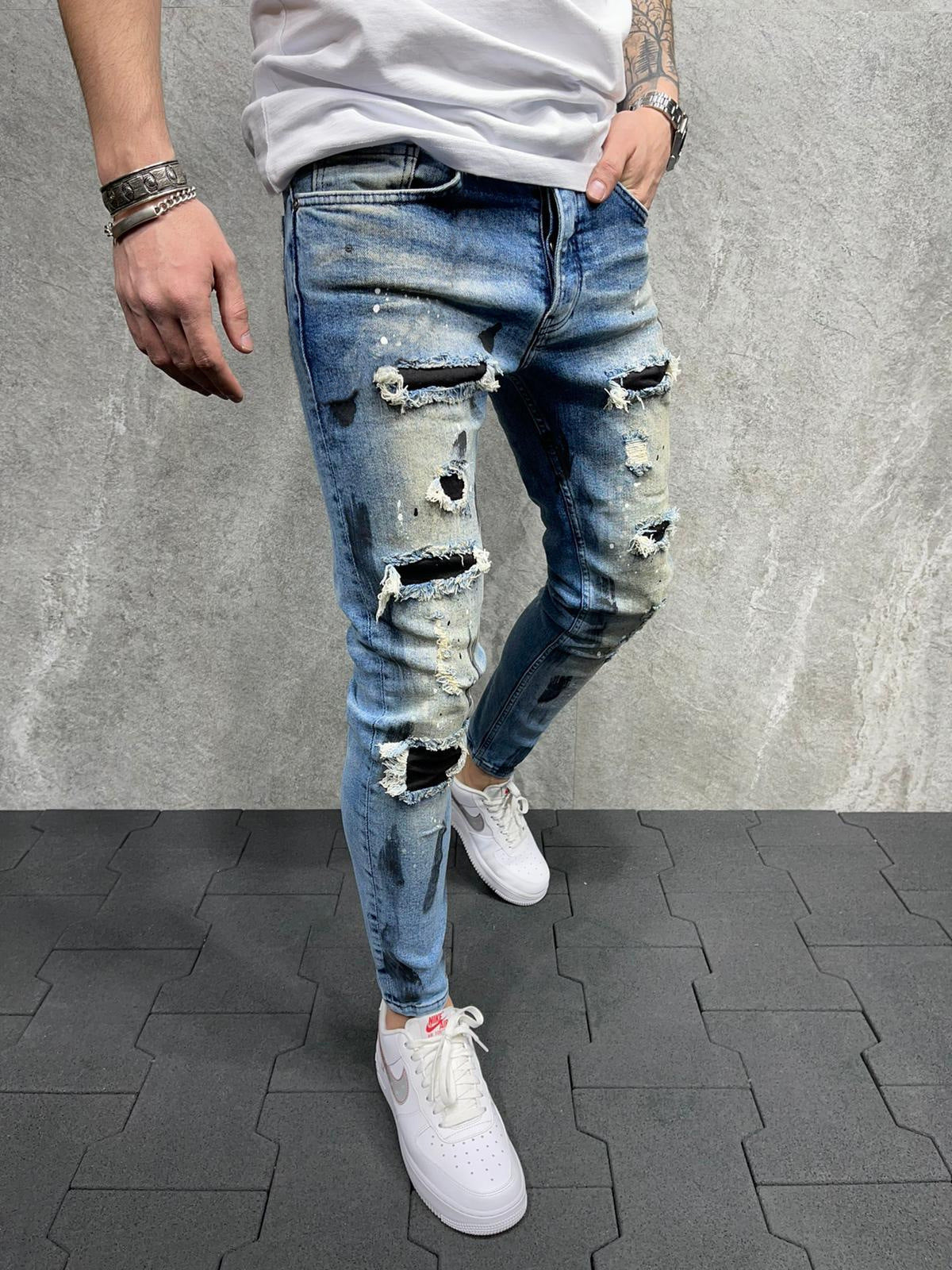 Men's Versatile Casual Slim Ripped Jeans Men's Versatile Casual Slim Ripped Jeans