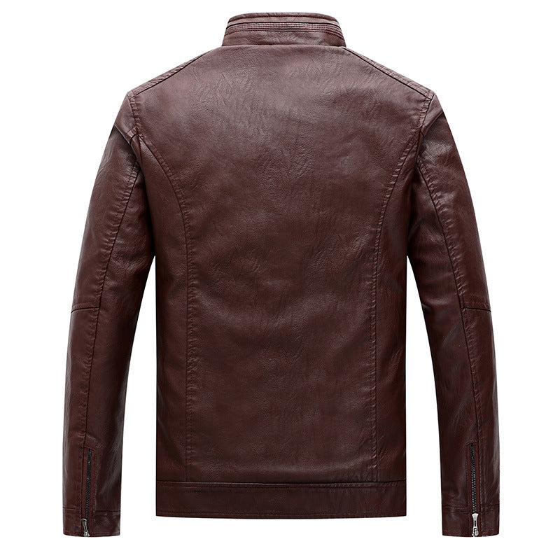 New Men's Leather Jackets Plus Velvet Solid Color New Men's Leather Jackets Plus Velvet Solid Color
