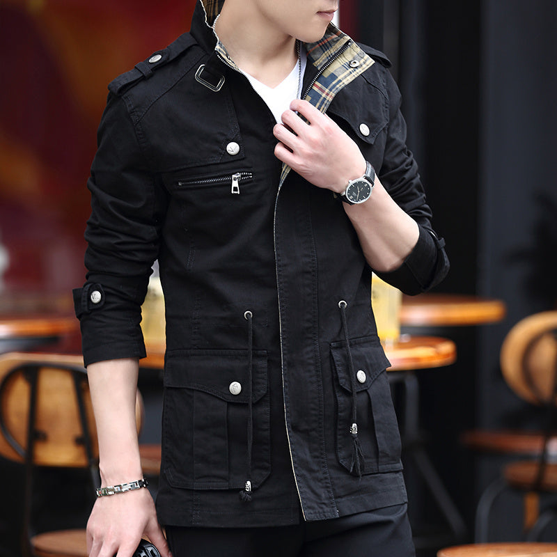 Military Jacket Young Men''s Korean Slim Fit Military Green Casual Military Jacket Young Men''s Korean Slim Fit Military Green Casual