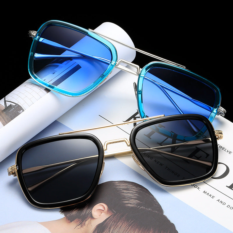 New Fashion Sunglasses Men Metal Square Iron Glasses New Fashion Sunglasses Men Metal Square Iron Glasses