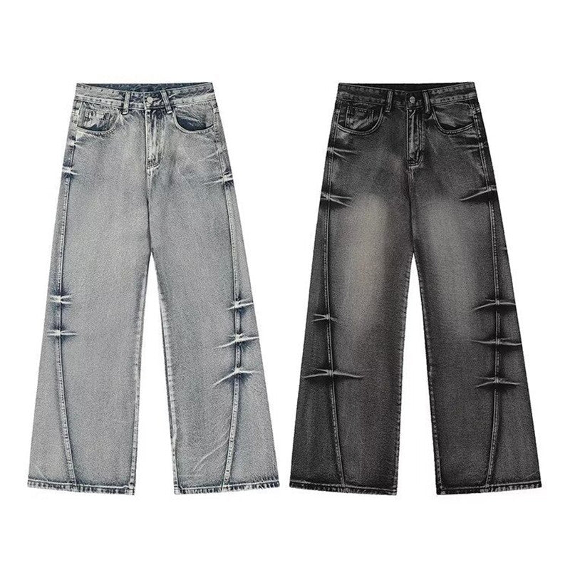 Washed Worn Jeans Men's Loose Washed Worn Jeans Men's Loose