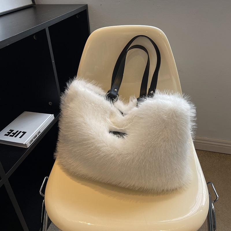 Winter Plush Bags Women Flowers Shoulder Bag Handbag Winter Plush Bags Women Flowers Shoulder Bag Handbag