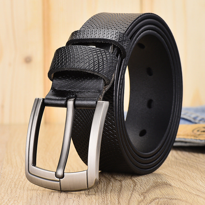 Men's Vintage Cowhide Belt Mesh Embossed Pin Buckle Casual Pants Belt Men's Vintage Cowhide Belt Mesh Embossed Pin Buckle Casual Pants Belt