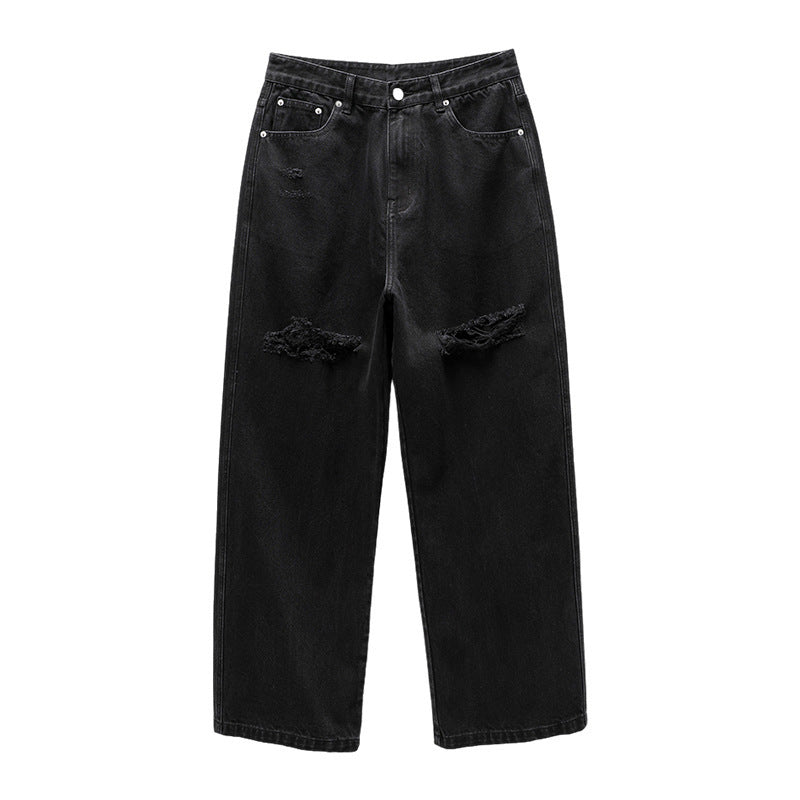 Black Loose Straight Jeans For Men Black Loose Straight Jeans For Men