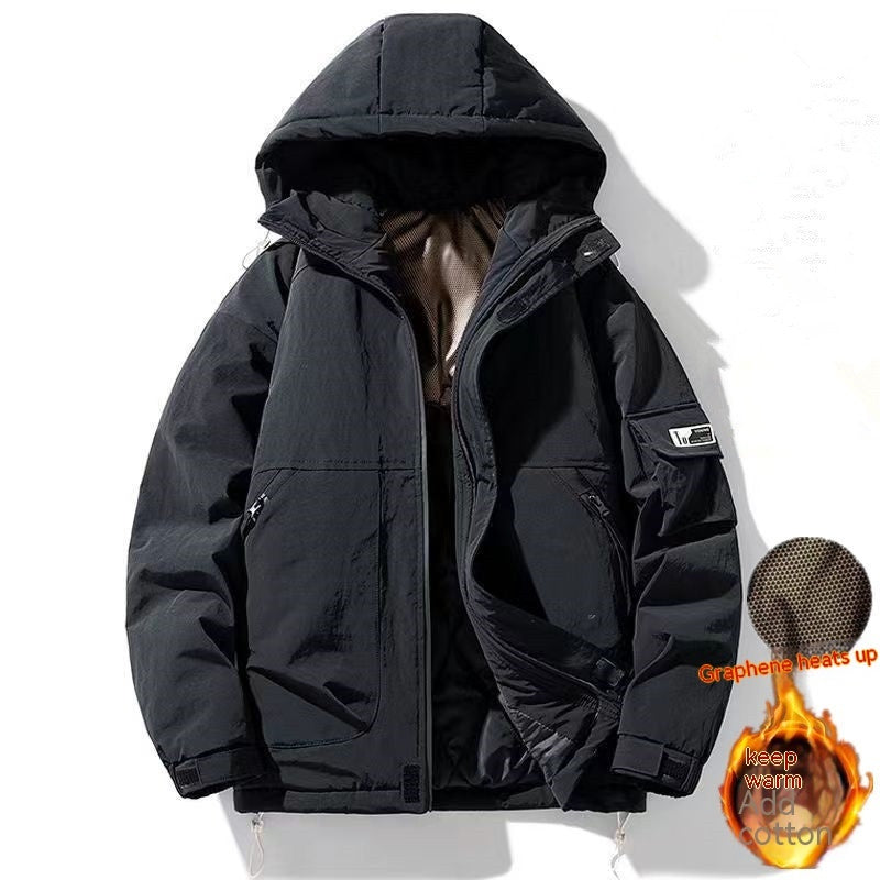 Plus Size Cotton Coat Men's Winter New Hooded Padded Cotton Coat Korean Style Plus Size Cotton Coat Men's Winter New Hooded Padded Cotton Coat Korean Style