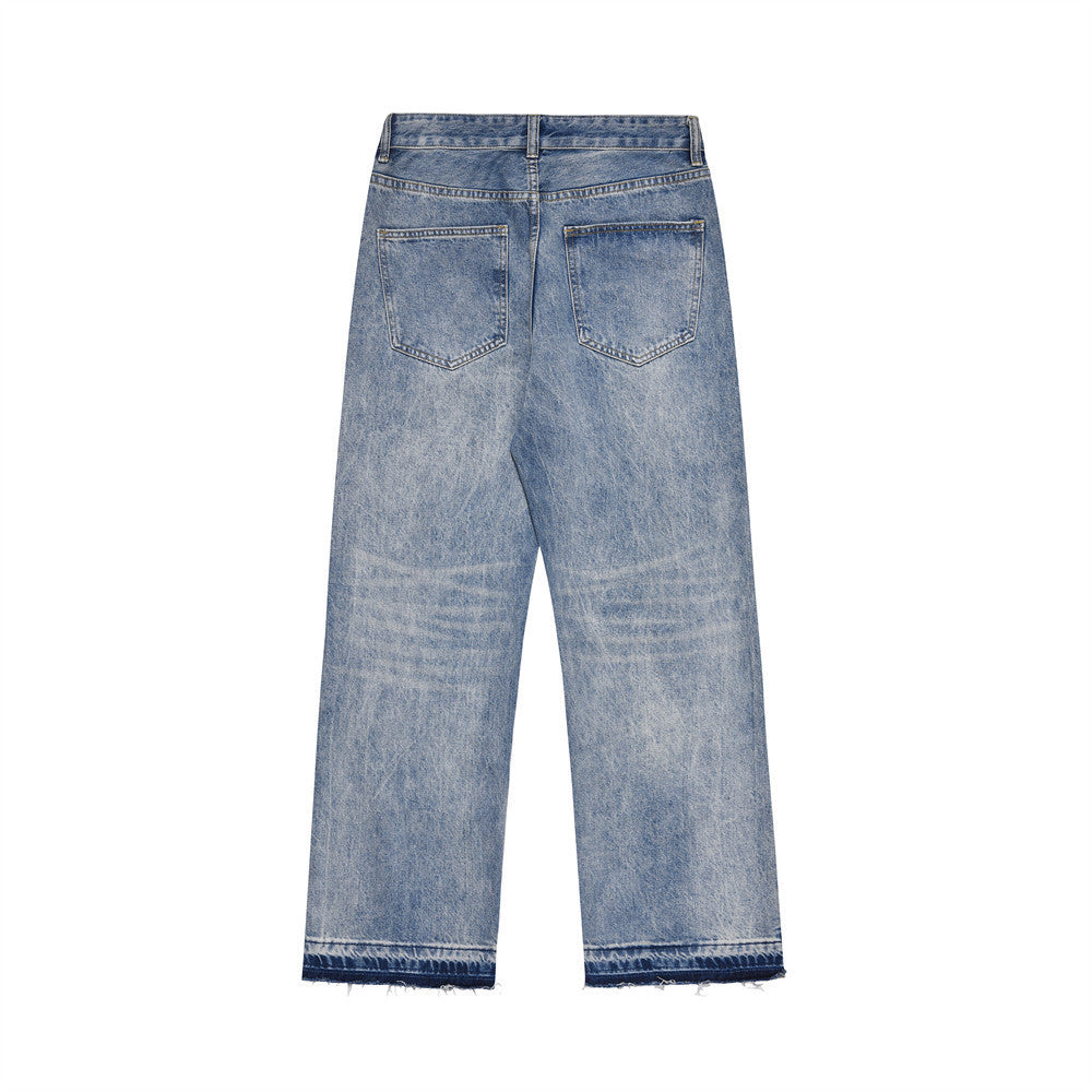 Washing Water Raw Hem Jeans Men Washing Water Raw Hem Jeans Men