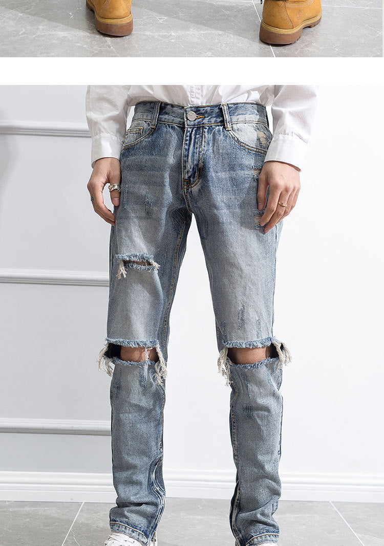 Hip Hop Trend Men's Belt Zipper Jeans Hip Hop Trend Men's Belt Zipper Jeans