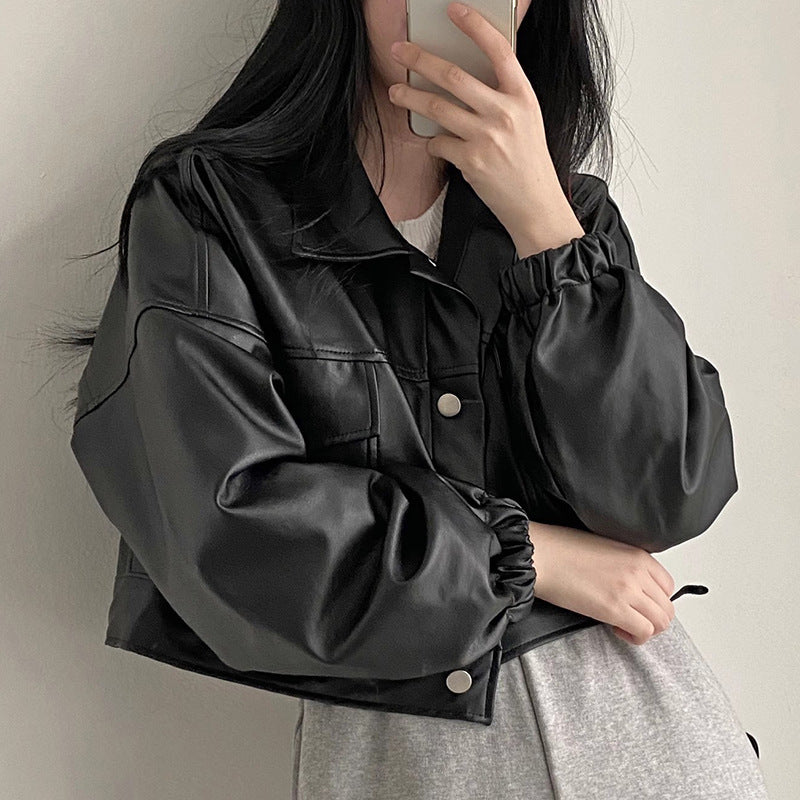 Versatile Short Jacket PU Leather Women Versatile Short Jacket PU Leather Women