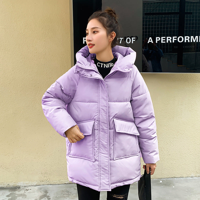 Winter Hooded Candy Color Loose And Warm Short Down Cotton Jacket Coat Winter Hooded Candy Color Loose And Warm Short Down Cotton Jacket Coat