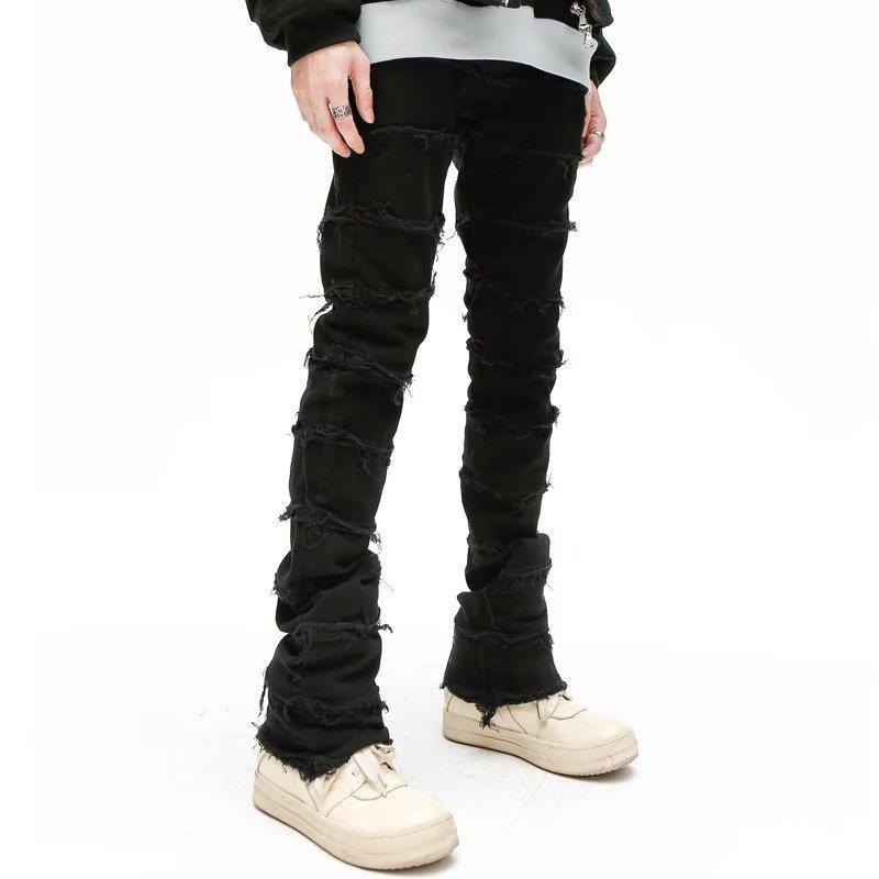 Shredded Hem Jeans Straight Slimming Boot Shorts Men Shredded Hem Jeans Straight Slimming Boot Shorts Men