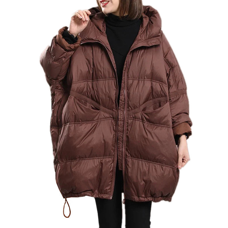 Women's Mid-length Hooded Loose Thick White Duck Down Winter Coat Women's Mid-length Hooded Loose Thick White Duck Down Winter Coat