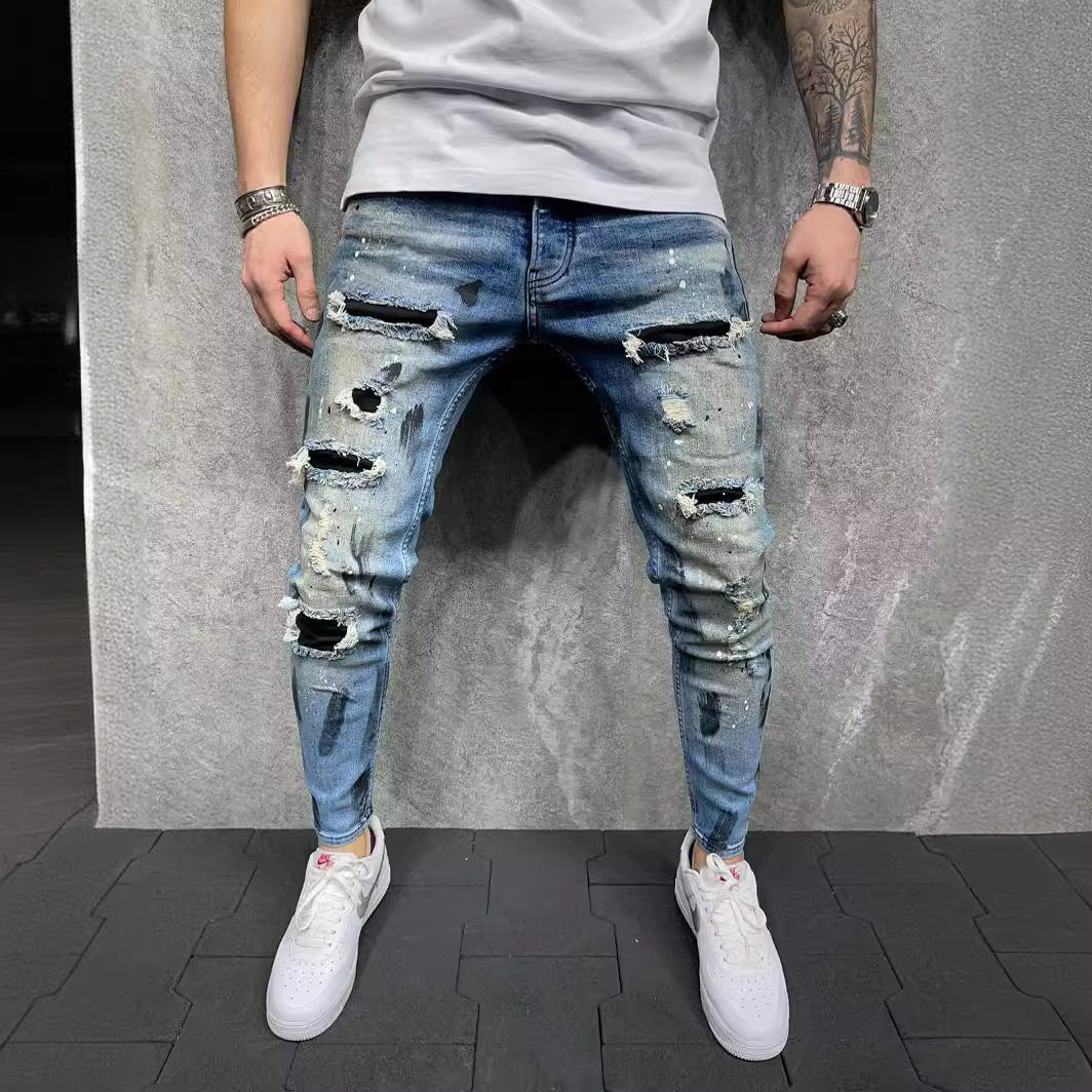 Men's Versatile Casual Slim Ripped Jeans Men's Versatile Casual Slim Ripped Jeans