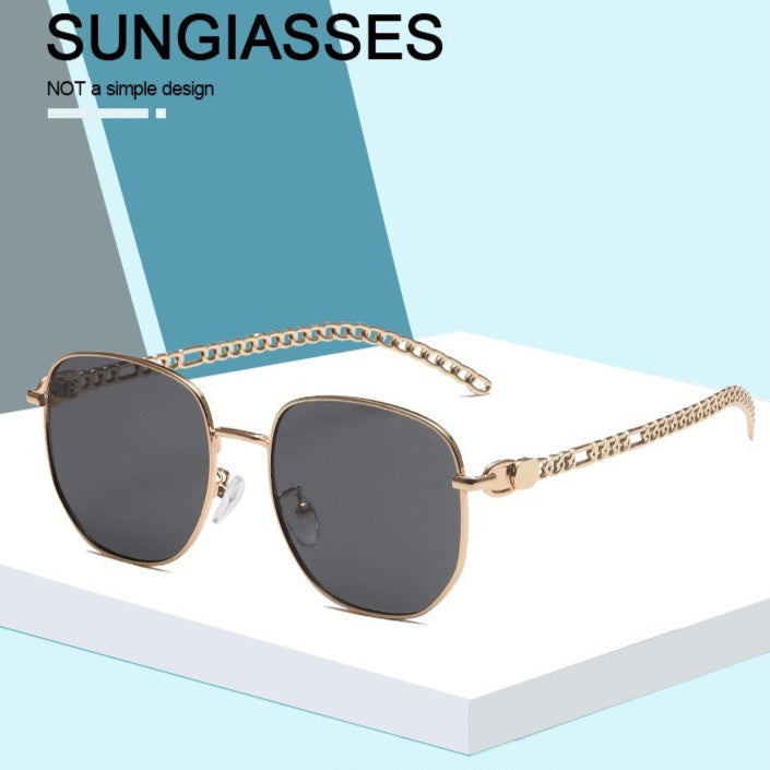 Oval Frame Metal Chain Sunglasses For Women Oval Frame Metal Chain Sunglasses For Women