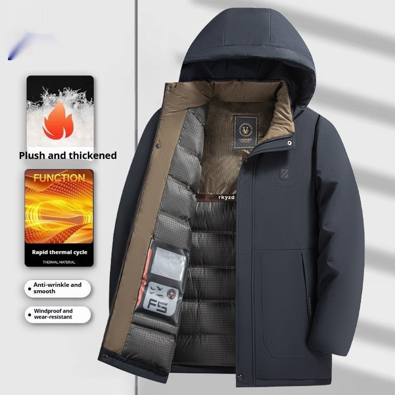 Winter Mid-length Fleece-lined Thick Down Jacket Winter Mid-length Fleece-lined Thick Down Jacket