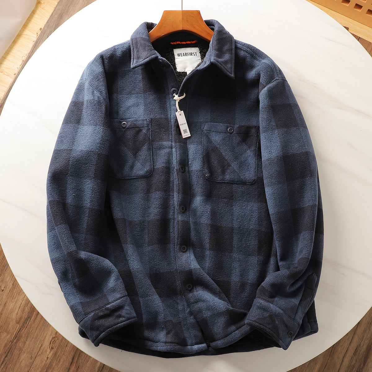 Autumn And Winter Fleece-lined Warm Composite Lambswool Plaid Shirt Cotton-padded Coat Autumn And Winter Fleece-lined Warm Composite Lambswool Plaid Shirt Cotton-padded Coat