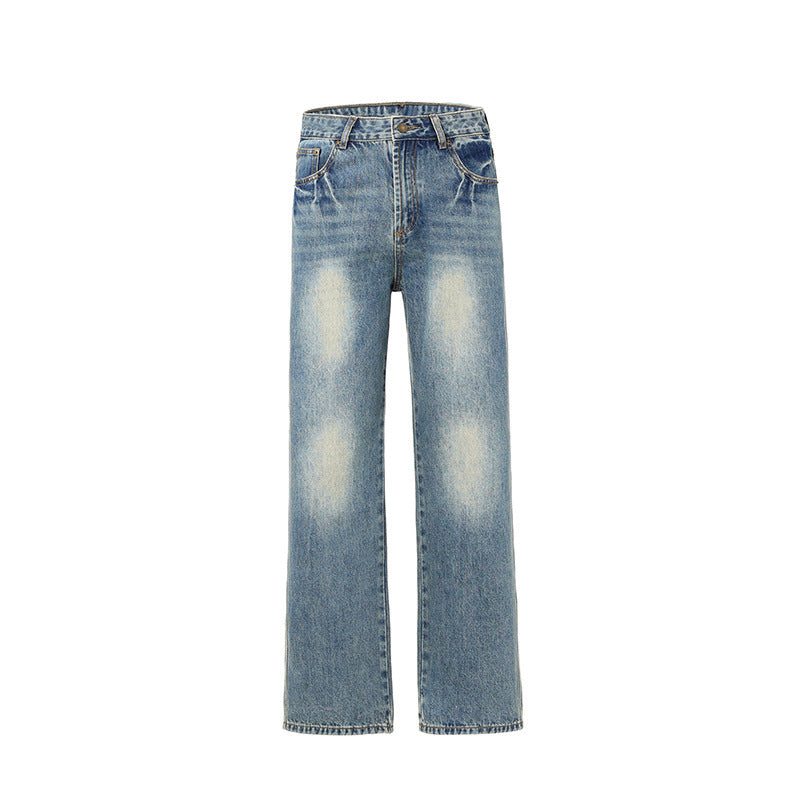 Design Texture Straight Jeans Men And Women Loose Design Texture Straight Jeans Men And Women Loose