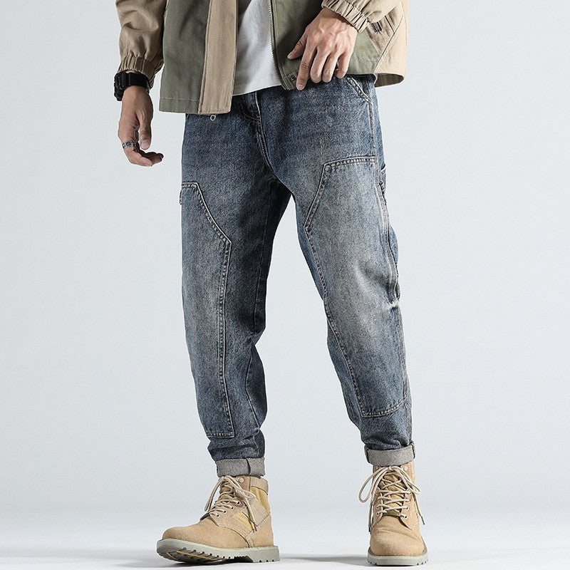 Retro Straight Loose Plus Size Tooling Jeans Men Retro Straight Loose Plus Size Tooling Jeans Men