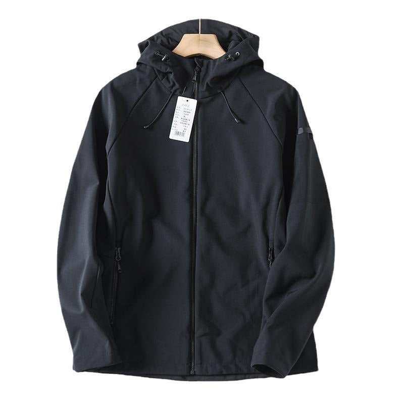 Windproof Men's Fleece-lined Soft Case Hooded Jacket Windproof Men's Fleece-lined Soft Case Hooded Jacket