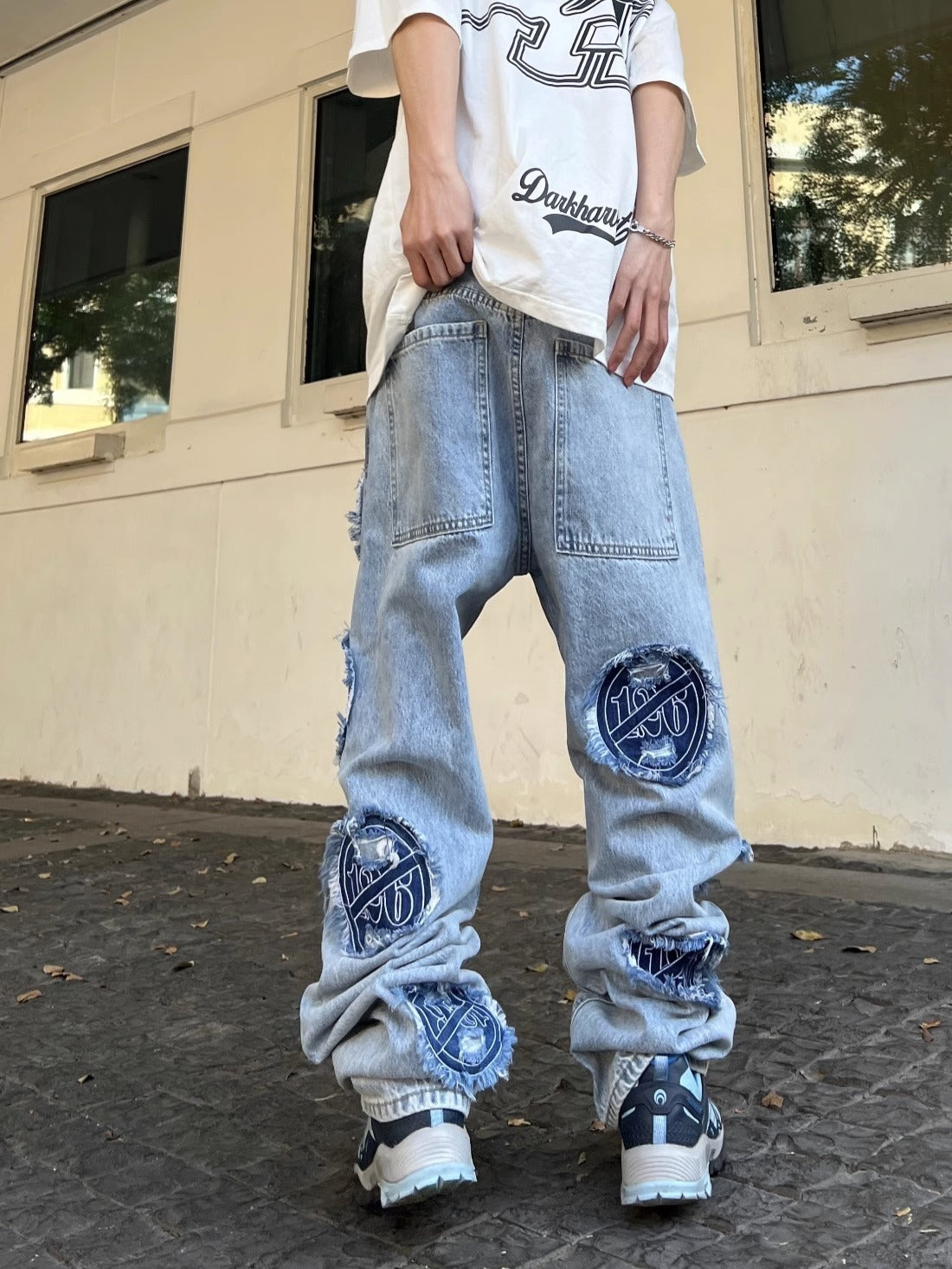 American Retro Washed Ripped Jeans For Men American Retro Washed Ripped Jeans For Men
