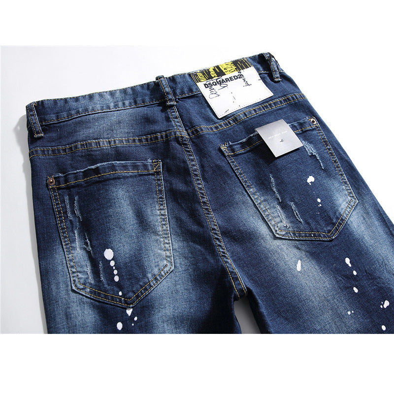 men jeans famous D2 Men slim jeans pants mens denim trousers zipper blue hole Pencil Pants men jeans famous D2 Men slim jeans pants mens denim trousers zipper blue hole Pencil Pants