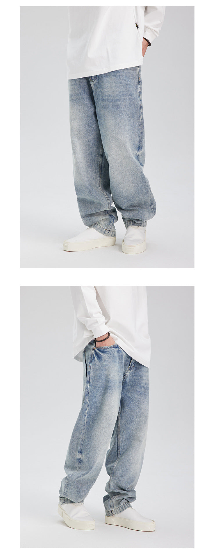 Fashion Retro Distressed Washed Jeans Men Fashion Retro Distressed Washed Jeans Men