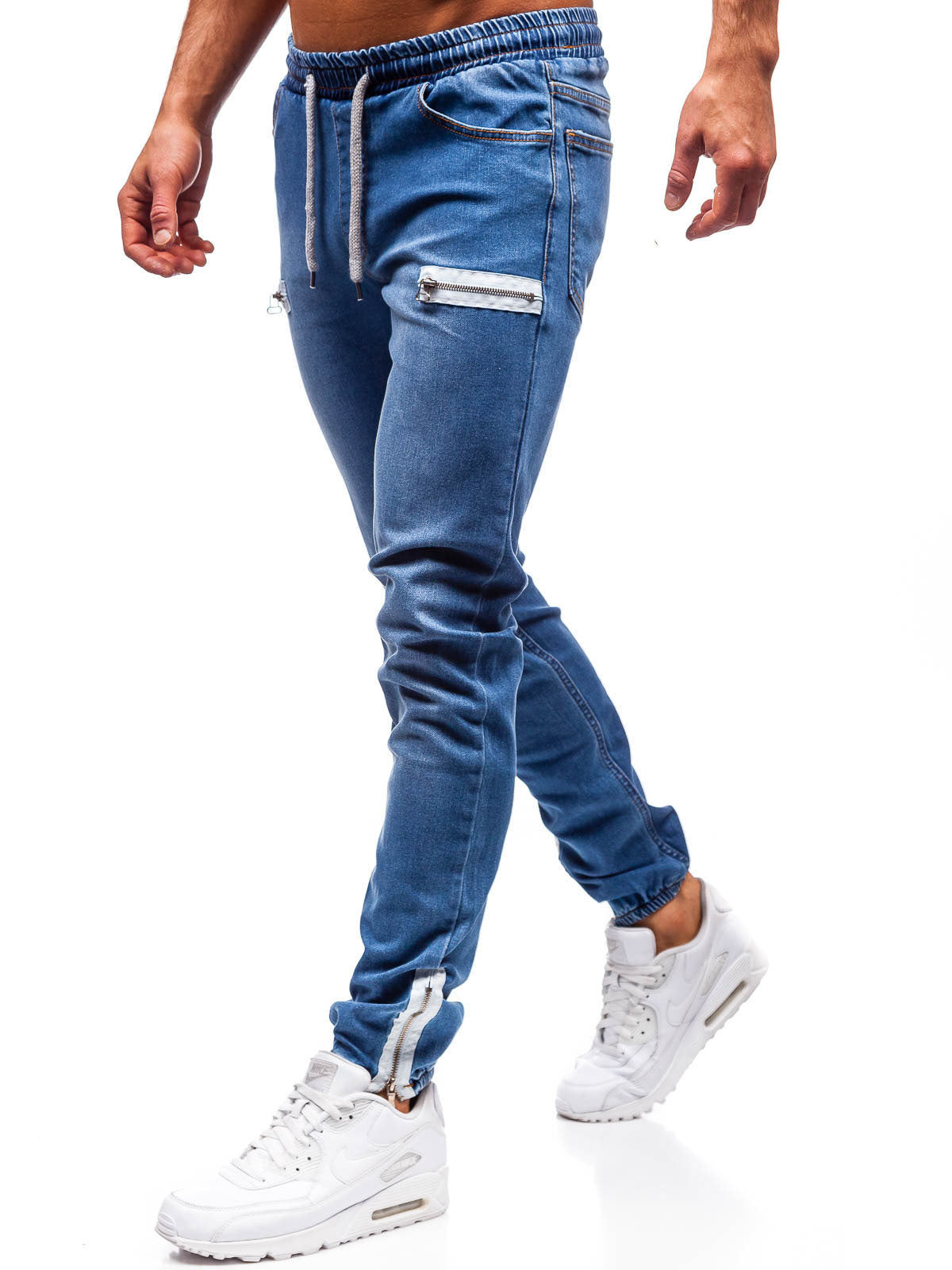 European And American Men's Denim Fabric Casual Frosted Zipper Design Sports Jeans Men European And American Men's Denim Fabric Casual Frosted Zipper Design Sports Jeans Men
