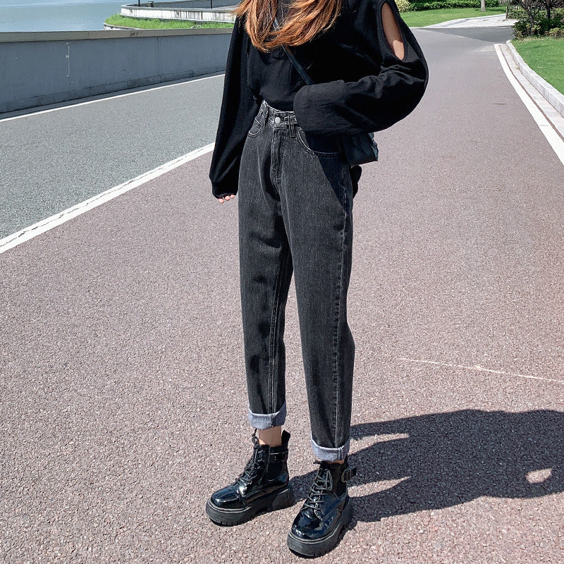 Summer Thin Black Harlan Jeans Women Summer Thin Black Harlan Jeans Women"s Spring Slim High Waist