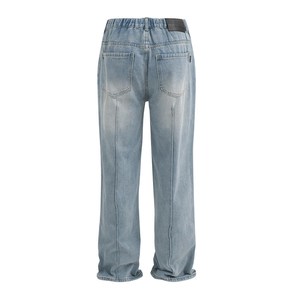 Washed And Faded Denim Trousers Men's Fashion Washed And Faded Denim Trousers Men's Fashion