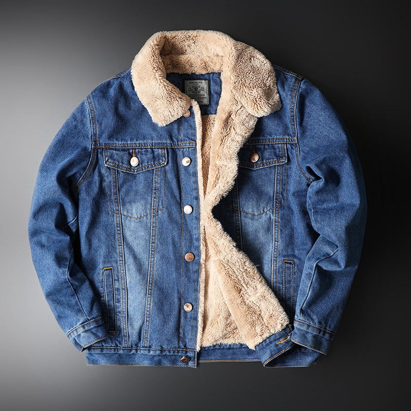 Jacket Top Autumn And Winter Fleece-lined Old Fashion Casual Denim Coat Jacket Top Autumn And Winter Fleece-lined Old Fashion Casual Denim Coat