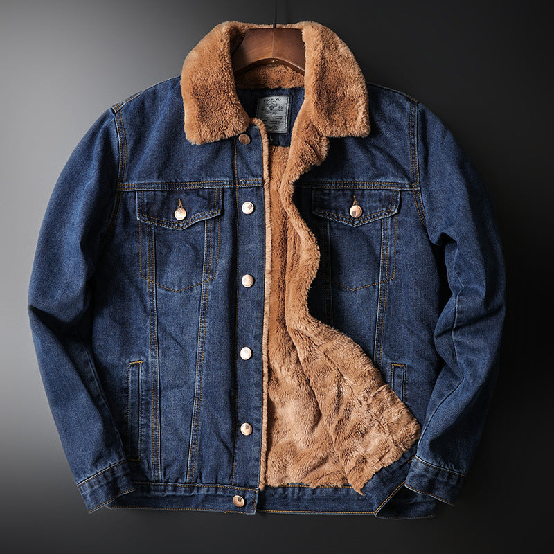 Jacket Top Autumn And Winter Fleece-lined Old Fashion Casual Denim Coat Jacket Top Autumn And Winter Fleece-lined Old Fashion Casual Denim Coat