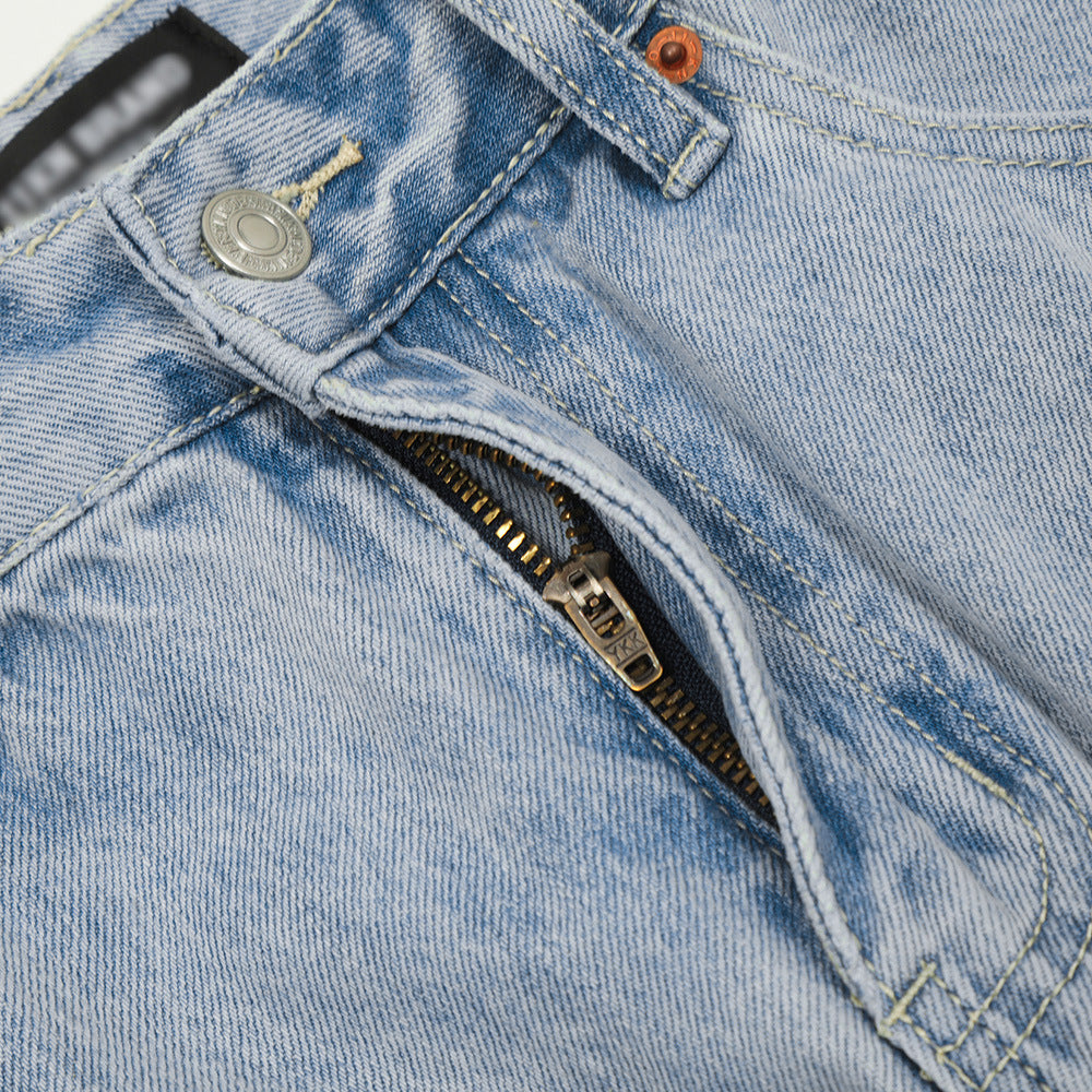 Wash Light Color Denim Straight-leg Pants Casual Loose Trousers Wash Light Color Denim Straight-leg Pants Casual Loose Trousers
