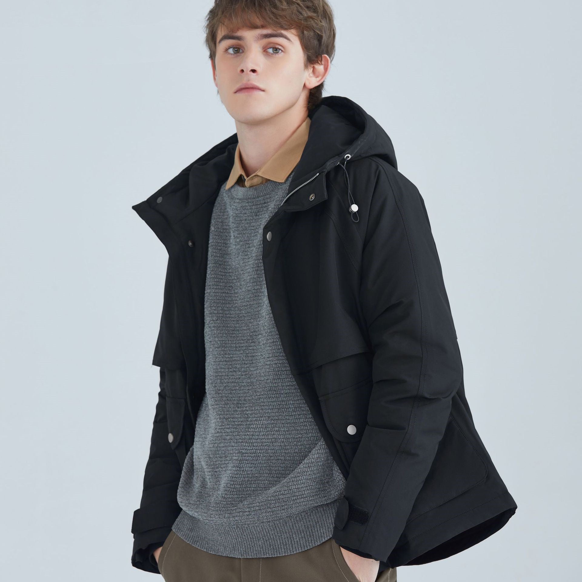 All-match Short White Duck Down Hooded Jacket Men All-match Short White Duck Down Hooded Jacket Men