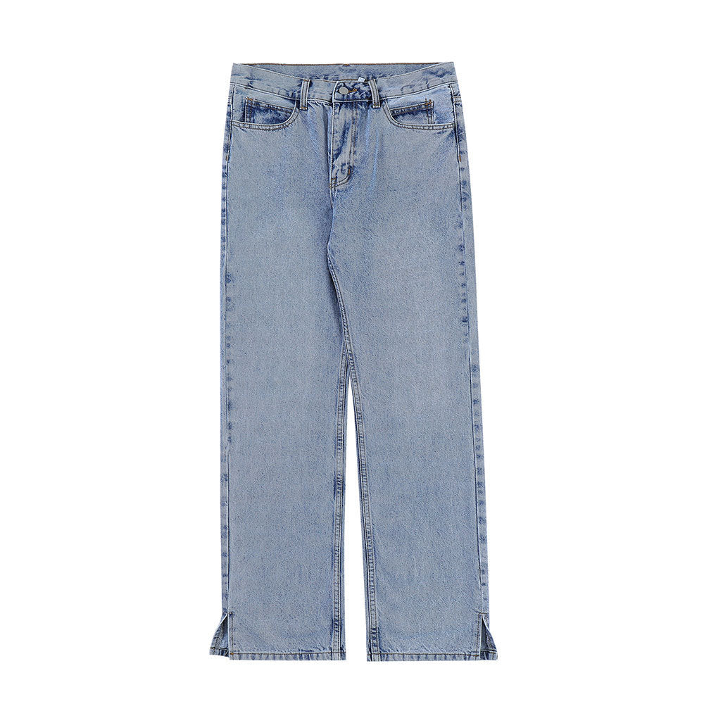 Solid Color Washed Raw Edge Jeans Men Solid Color Washed Raw Edge Jeans Men