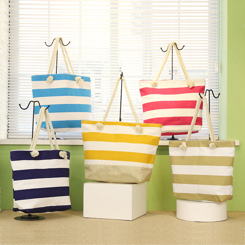 Striped Beach Bag Casual Large Capacity Women Shoulder Bags Striped Beach Bag Casual Large Capacity Women Shoulder Bags