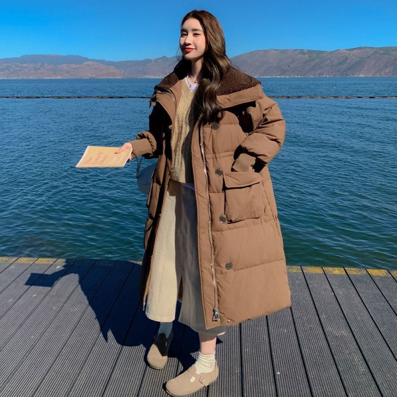Below The Knee Korean Style Fashion Loose Cotton Coat Below The Knee Korean Style Fashion Loose Cotton Coat