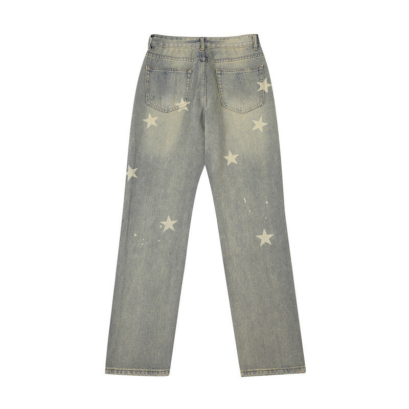 Fashion XINGX Printed Washed Jeans Men Fashion XINGX Printed Washed Jeans Men