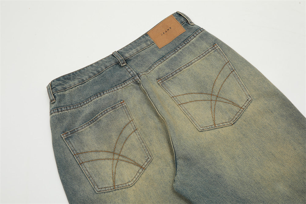 Heavy Industry Washing Hole Denim Trousers Men Heavy Industry Washing Hole Denim Trousers Men